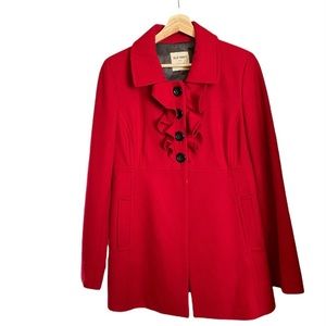 Old Navy Red Ruffle Wool Coat